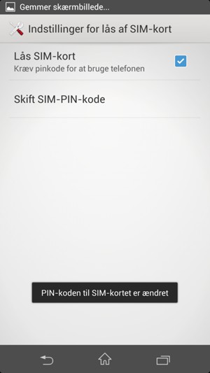 Din PIN-kode til SIM-kort er nu ændret