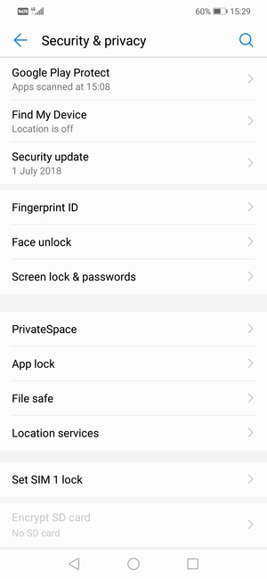 To activate your screen lock, go to the Security & location / Security & privacy menu and select Screen lock / Screen lock & passwords