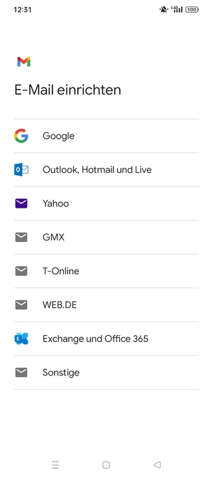 Wählen Sie Exchange und Office 365