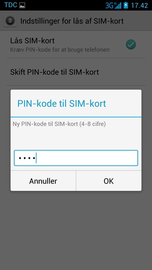 Indtast din Ny PIN-kode og vælg OK