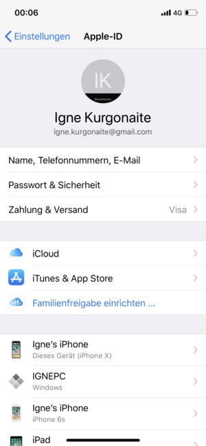 Wählen Sie iCloud