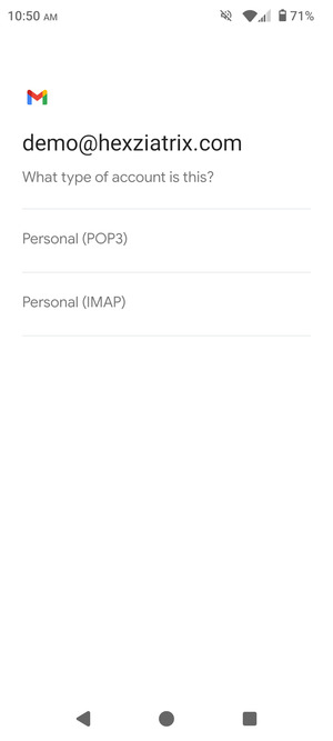 Select Personal (POP3) or Personal (IMAP)