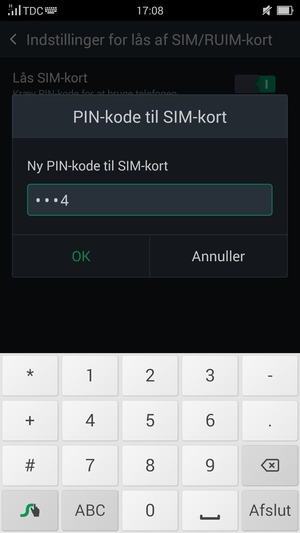 Indtast din Nye PIN-kode til SIM-kort og vælg OK