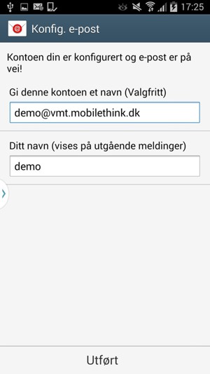 Gi kontoen din et navn, og skriv inn navnet ditt. Velg Utført