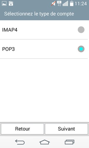 Sélectionnez IMAP4 ou POP3 et sélectionnez Suivant