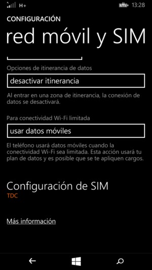 Para cambiar la red en caso de problemas de conectividad, seleccione Configuración de SIM