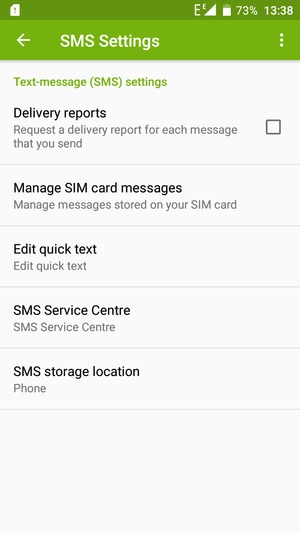 Scroll to and select SMS Service Centre