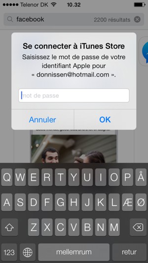 Saisissez votre Mot de passe de identifiant Apple et sélectionnez OK