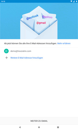 Wählen Sie WEITER ZU GMAIL