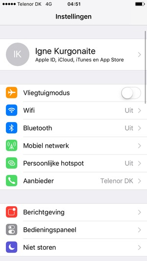 Selecteer Apple ID, iCloud, iTunes en App Store