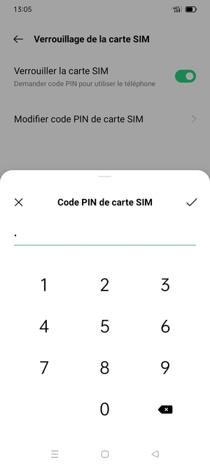 Saisissez votre code PIN actuel de cette carte SIM et sélectionnez OK