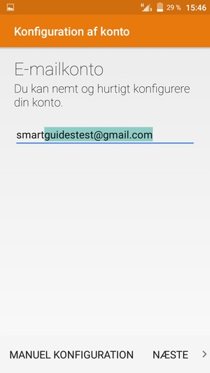 Indtast din Gmail eller Hotmail adresse og vælg NÆSTE
