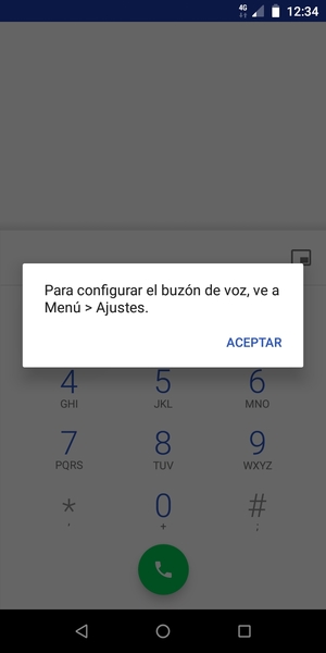 Si el correo de voz no está configurado, seleccione ACEPTAR