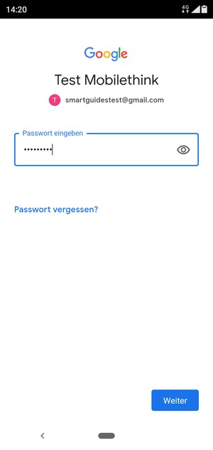 Geben Sie Ihre Passwort ein und wählen Sie Weiter