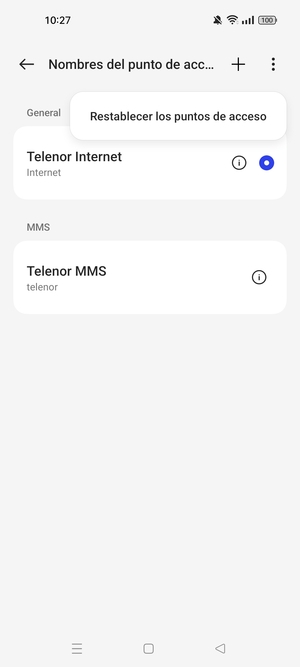 Seleccione Restablecer los puntos de acceso
