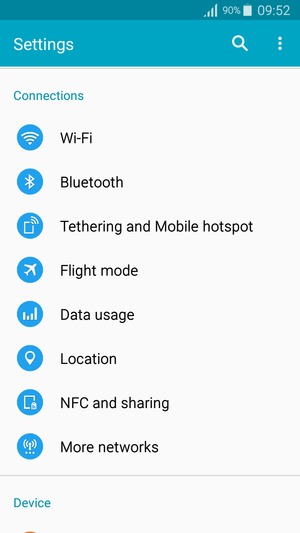 Scroll to and select Tethering and Mobile hotspot