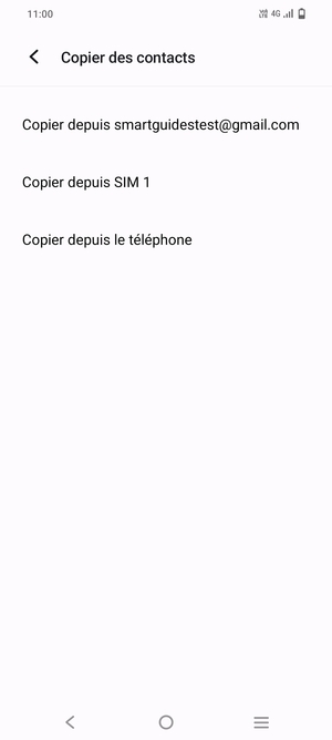 Sélectionnez Copier depuis SIM