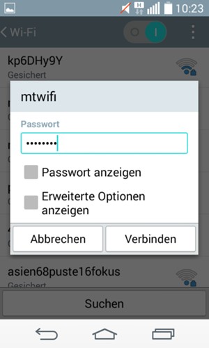 Geben Sie das WLAN-Passwort ein und wählen Sie Verbinden