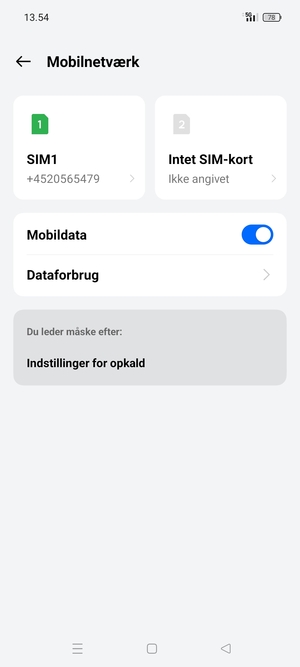 Vælg SIM1 eller SIM2