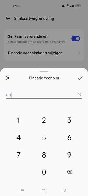 Bevestig uw nieuwe pincode voor de simkaart en selecteer OK