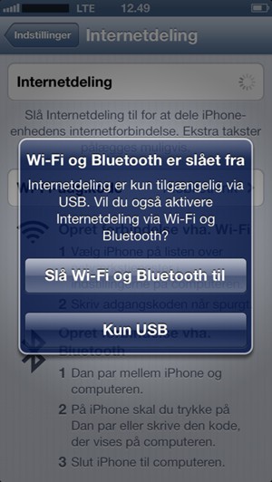 Vælg Slå Wi-Fi og Bluetooth til