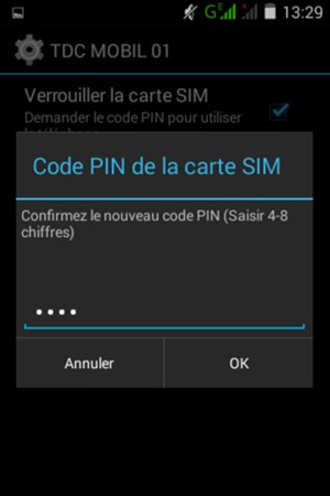 Veuillez confirmer votre nouveau Code PIN de la carte SIM et sélectionner OK
