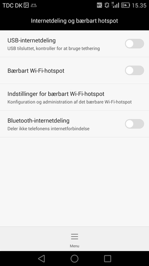 Vælg Indstillinger for bærbart Wi-Fi-hotspot