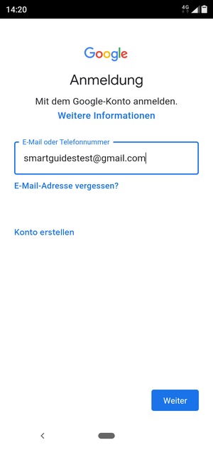 Geben Sie Ihre Gmail Adresse ein und wählen Sie Weiter