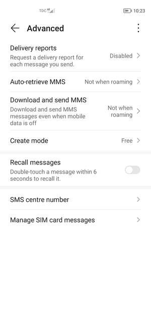 Select SMS centre number