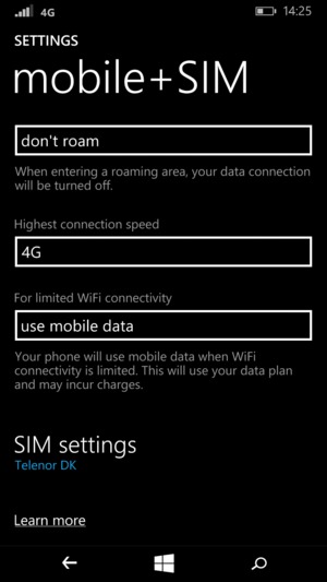 To change network if network problems occur, select SIM settings