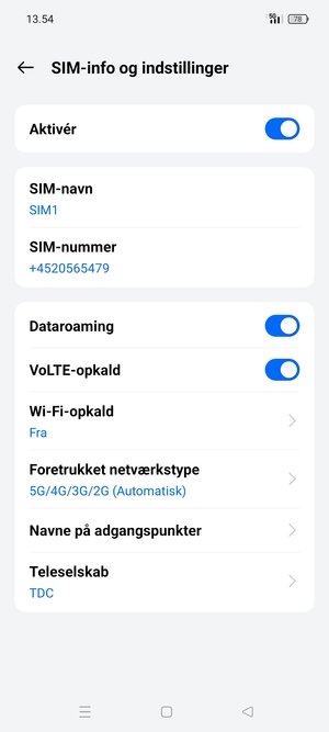 Slå Dataroaming til eller fra