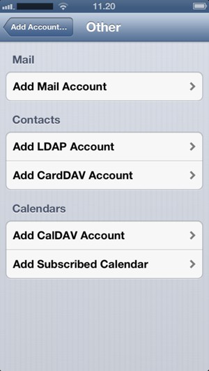 Select Add CardDAV Account
