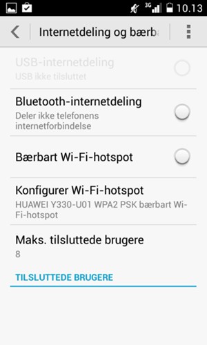 Vælg Konfigurer
Wi-Fi-hotspot