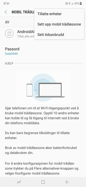 Velg Sett opp mobil trådløssone