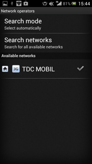Select a network operator from the list