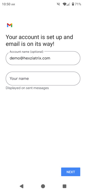 Give your account a name and enter your name. Select NEXT