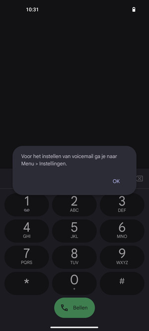 Als uw voicemail niet geïnstalleerd is, selecteert u OK