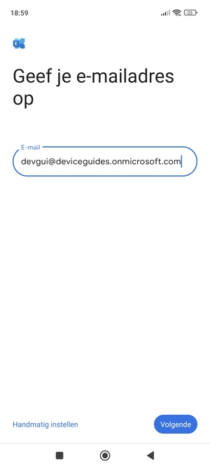 Voer uw e-mailadres in en selecteer Handmatig instellen