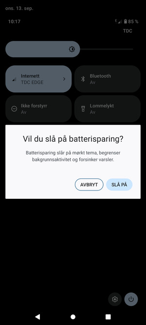 Velg SLÅ PÅ