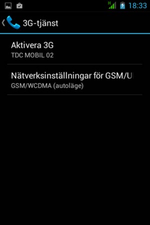 Välj Nätverksinställningar för GSM/UMTS
