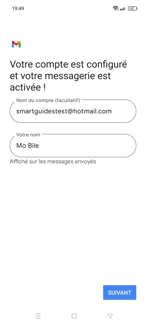 Donnez un nom à votre compte et saisissez votre nom. Sélectionnez SUIVANT