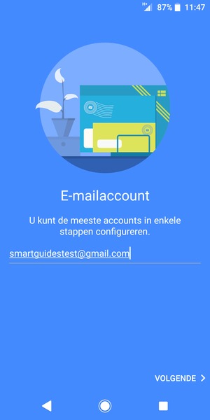 Voer uw Gmail adres in en selecteer VOLGENDE