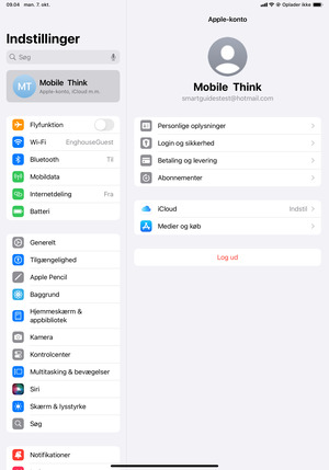 Vælg Apple-konto, iCloud m.m. og vælg iCloud