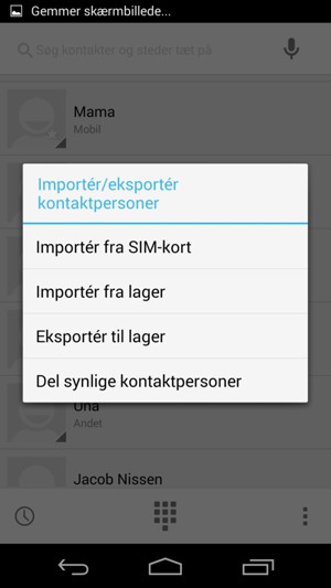 Vælg Importér fra SIM-kort