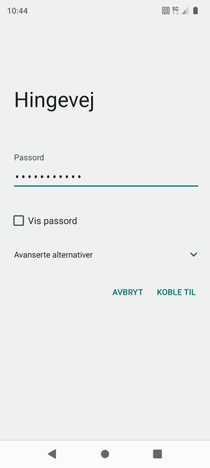 Skriv inn Wi-Fi-passord og velg KOBLE TIL