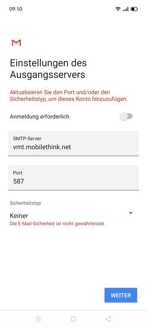 Wählen Sie WEITER