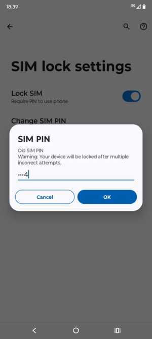 Enter your Old SIM PIN and select OK