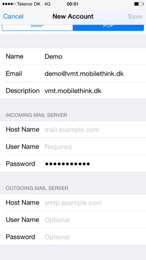 Enter email information for Outgoing Mail Server and select Save