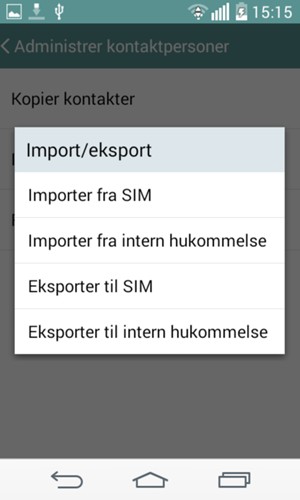 Vælg Importer fra SIM