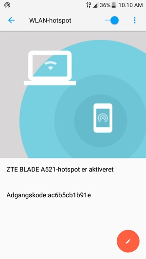 Din telefon er nu sat op til brug som modem